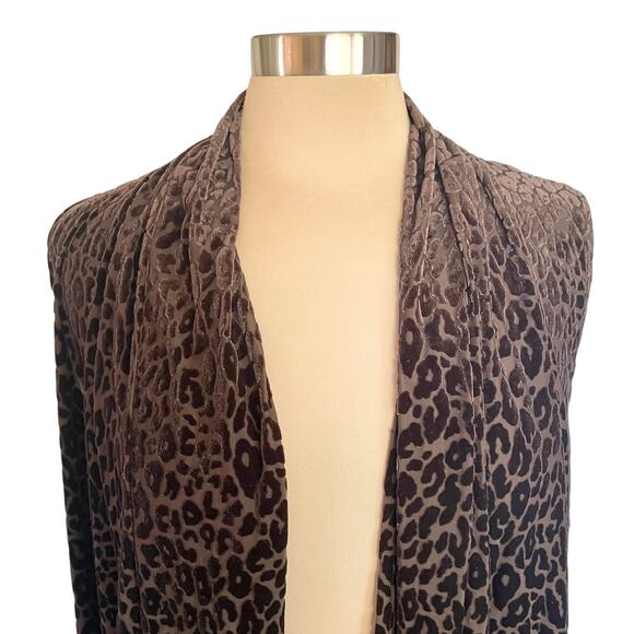 Susan Graver Velvet Burnout Leopard Longline Vest Sz 1X Chocolate Brown Fall - Picture 5 of 8
